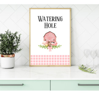 Pink Barnyard Birthday Drink Station Poster