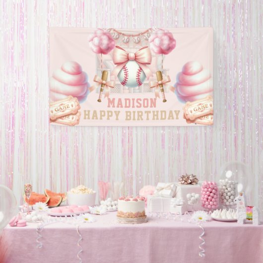 Pink Baseball Alles Gute zum Geburtstag Banner (Party)