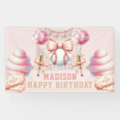 Pink Baseball Alles Gute zum Geburtstag Banner (Horizontal)