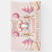Pink Baseball Alles Gute zum Geburtstag Banner (Vertikal)