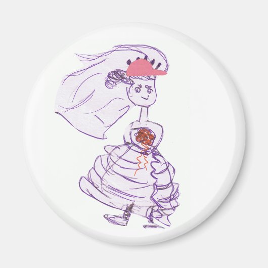 Pink Baseball Cap Bride Magnet (Vorne)