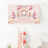 Pink Baseball Happy Birthday Banner (Insitu)
