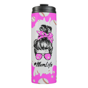 Pink Baseball Mom Life Thermosbecher