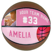 Pink Basket Ball Girl Player Name Team Number Basketball (Vorderseite)