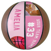 Pink Basket Ball Girl Player Name Team Number Basketball (Vertikal)