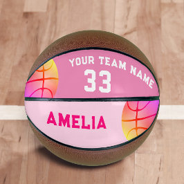 Pink Basket Ball Girl Player Name Team Number Basketball