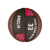 Pink Basket Ball Girl Player Name Team Number Mini Basketball (Vertikal)