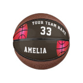 Pink Basket Ball Girl Player Name Team Number Mini Basketball (Vorderseite)