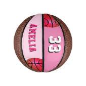 Pink Basket Ball Girl Player Name Team Number Mini Basketball (Vertikal)