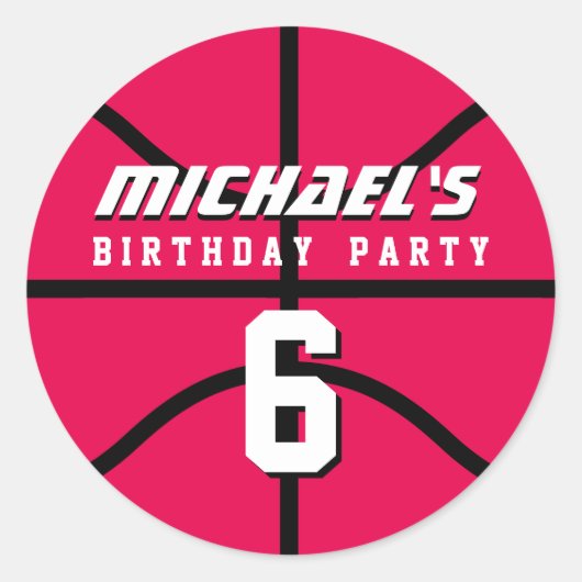 Pink Basketball Aufkleber Sport Kindergeburtstag P (Vorderseite)