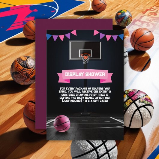 Pink Basketball Baby Dusche Party Begleitkarte