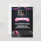 Pink Basketball Baby Dusche Party Dankeskarte (Vorderseite)