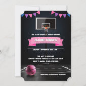 Pink Basketball Baby Dusche Party Einladung (Vorderseite)