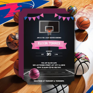 Pink Basketball Baby Dusche Party Einladung