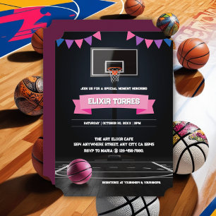 Pink Basketball Baby Dusche Party Einladung