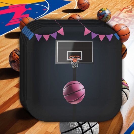 Pink Basketball Baby Dusche Party Pappteller