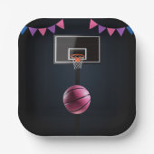 Pink Basketball Baby Dusche Party Pappteller (Vorderseite)