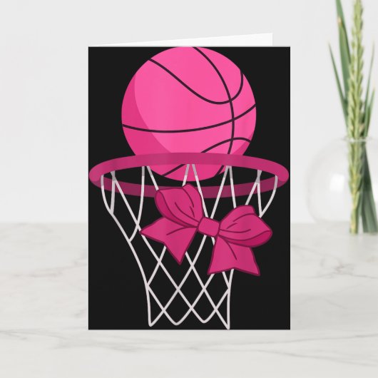 Pink Basketball Bow Hoop Sporty Design For Athlete Karte (Vorderseite)