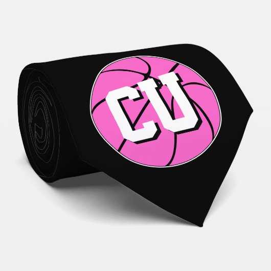 Pink Basketball Breast Cancer Awareness Game Coach Krawatte (Gerollt)