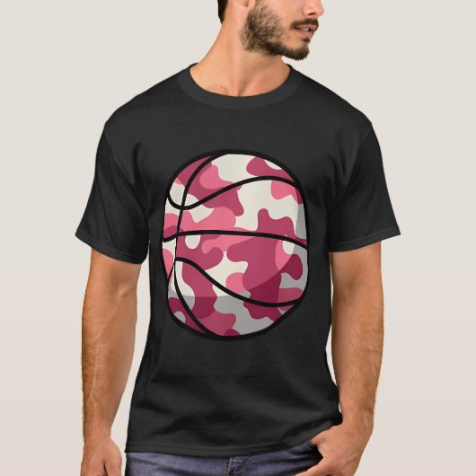 Pink Basketball Camouflage - Pink Camouflage Baske T-Shirt (Vorderseite)