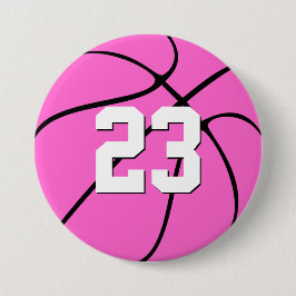 Pink Basketball Custom Jersey Number/Letters Sport Button