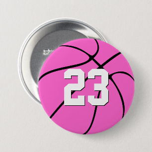 Pink Basketball Custom Jersey Number/Letters Sport Button