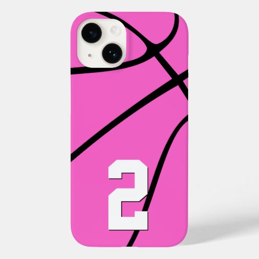 Pink Basketball Custom Player Nummer Sport Case-Mate iPhone Hülle (Rückseite)