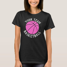 Pink Basketball Custom Team Name Women's Sports T-Shirt