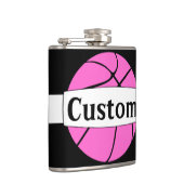Pink Basketball Custom Team oder Player Name Sport Flachmann (Rechts)