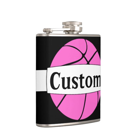 Pink Basketball Custom Team oder Player Name Sport Flachmann (Rechts)