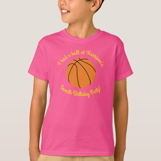 Pink Basketball Geburtstagsparty T-Shirt (Vorderseite)