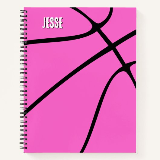 Pink Basketball Name oder Text Custom Sports Notizblock (Vorderseite)