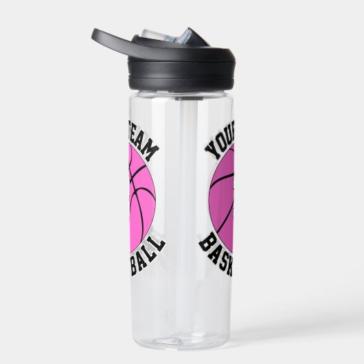 Pink Basketball Player Benutzerdefiniert Teamname Trinkflasche (Rechts)