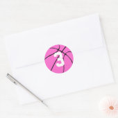 Pink Basketball Player Jersey Nummer oder Initial Runder Aufkleber (Umschlag)