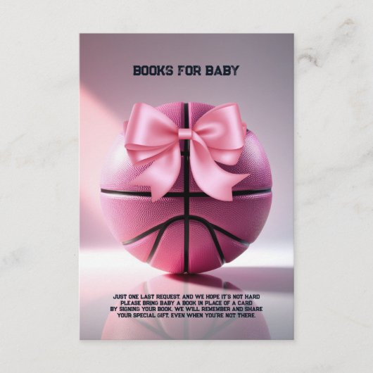 Pink Basketball Ribbon Bow Ball Baby Dusche Begleitkarte (Vorderseite)