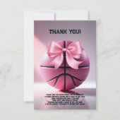 Pink Basketball Ribbon Bow Ball Baby Dusche Dankeskarte (Vorderseite)