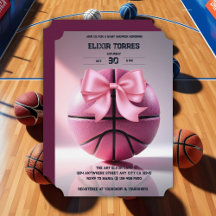 Pink Basketball Ribbon Bow Ball Baby Dusche
