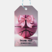 Pink Basketball Ribbon Bow Ball Baby Dusche Geschenkanhänger (Vorderseite)