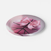 Pink Basketball Ribbon Bow Ball Baby Dusche Pappteller (Schrägansicht)