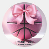 Pink Basketball Ribbon Bow Ball Baby Dusche Runder Aufkleber (Vorderseite)