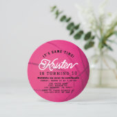 Pink Basketball Shape Girl Birthday Circle Einladung (Stehend Vorderseite)