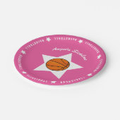Pink Basketball Star Pappteller (Schrägansicht)