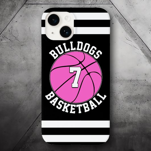 Pink Basketball Team Name Player Number Custom Case-Mate iPhone Hülle
