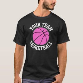 Pink Basketball Team Name, Spielername und -nummer T-Shirt
