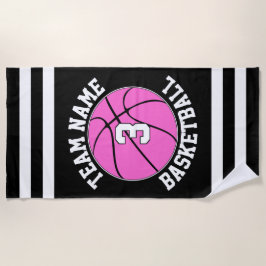 Pink Basketball Team Name & Spielernummer Strandtuch