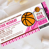 Pink Basketball Ticket Pass Kinderdusche Einladung