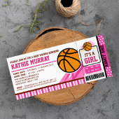 Pink Basketball Ticket Pass Kinderdusche Einladung