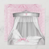 Pink Bassinet Baby Dusche Einladung (Vorne/Hinten)