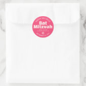 Pink Bat Mitzvah Bold Typografie Cool Retro Groovy Runder Aufkleber (Tasche)