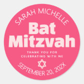 Pink Bat Mitzvah Bold Typografie Cool Retro Groovy Runder Aufkleber (Vorderseite)